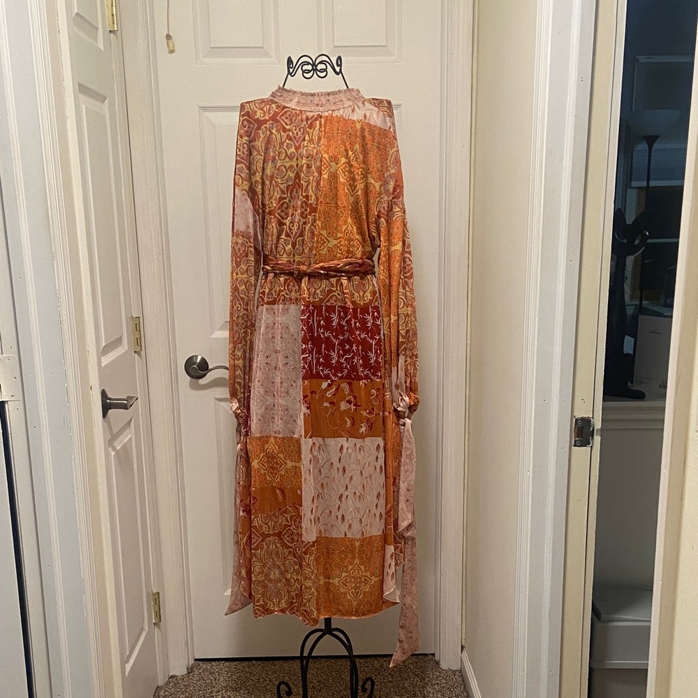 Zara Multicolor Patchwork Long Sleeve Dress - Picture 4 of 5